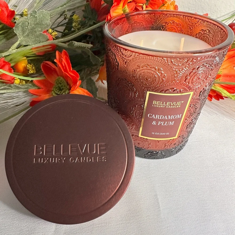 Bellevue Double Wick 12 oz Luxury Candle ~ Cardamom & Plum ~ New!